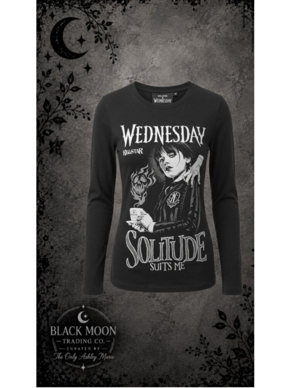 Killstar x Wednesday I Don’t Do Tears Long Sleeve Top – Black